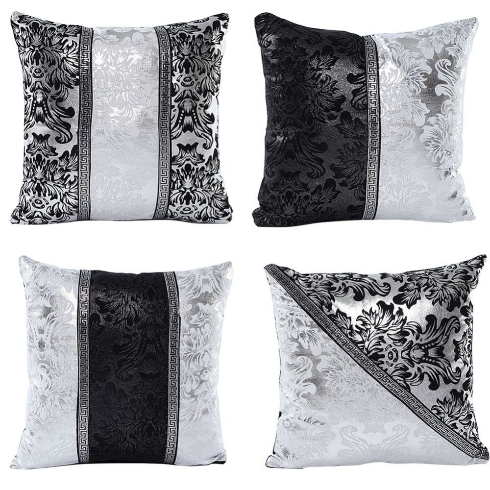 Vintage Black Silver Throw Pillow Case Cushion Cover Sofa Home Car