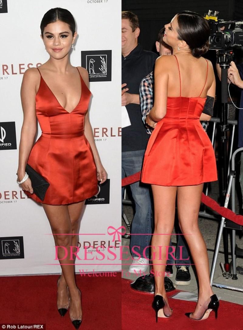 Nuevo 2017 Vestidos de Cóctel Rojo Sexy Profundo Corto Prom Tirantes de Espagueti Barato