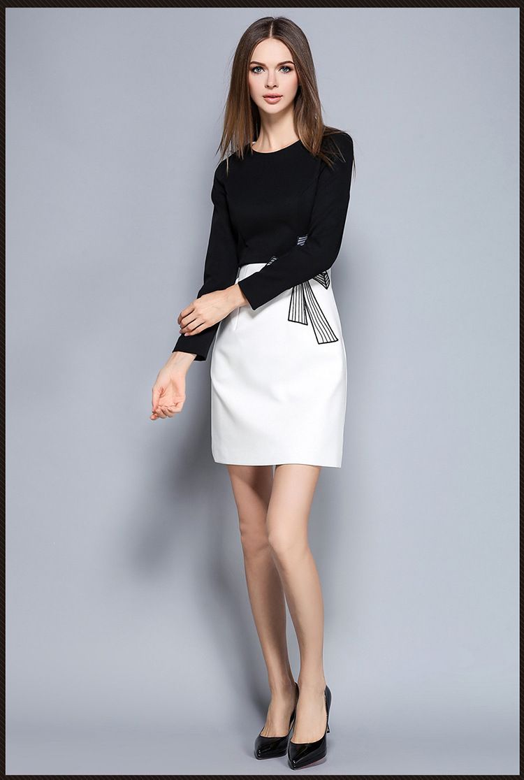 black mini dress with white collar