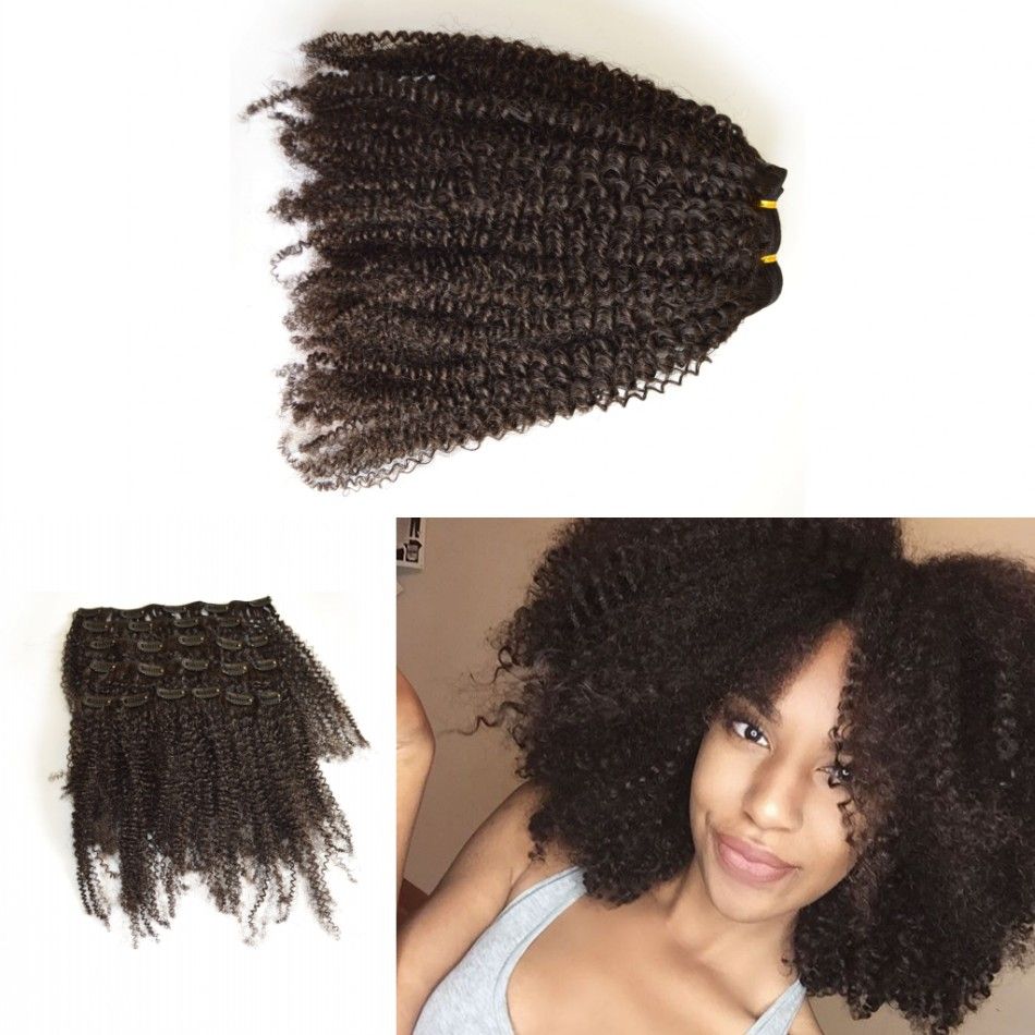 Cambodian Virgin Hair Afro Kinky Curly Clip In Hair Extensions