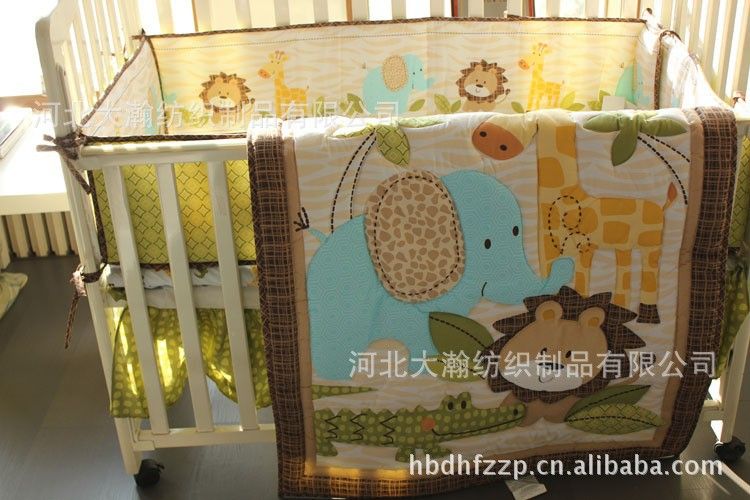 Baby Boy Bedding Set Pure Cotton 3d Embroidery Lion Elephant Giraffe Baby Boy Bedding Set Pure Cotton 3d Embroidery Lion Elephant Giraffe And Crocodile Crib