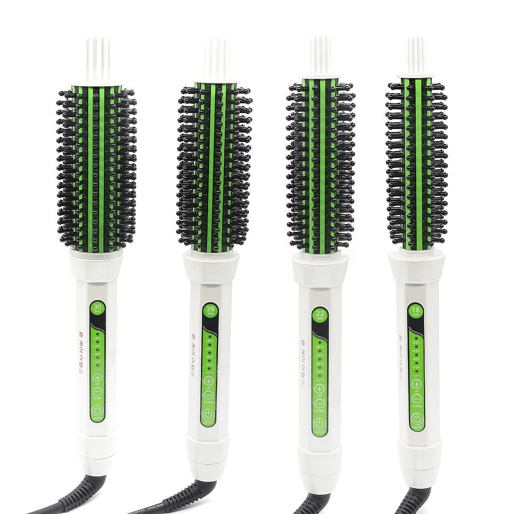 Compra Cepillo Redondo Eléctrico Para Rizar El Cabello Cepillo 2 En 1  Cepillo De Cerámica Para Alisar El Cabello 18 Mm, 22 Mm, 24 Mm, 30 Mm 4  Tamaños Diseño De Seguridad