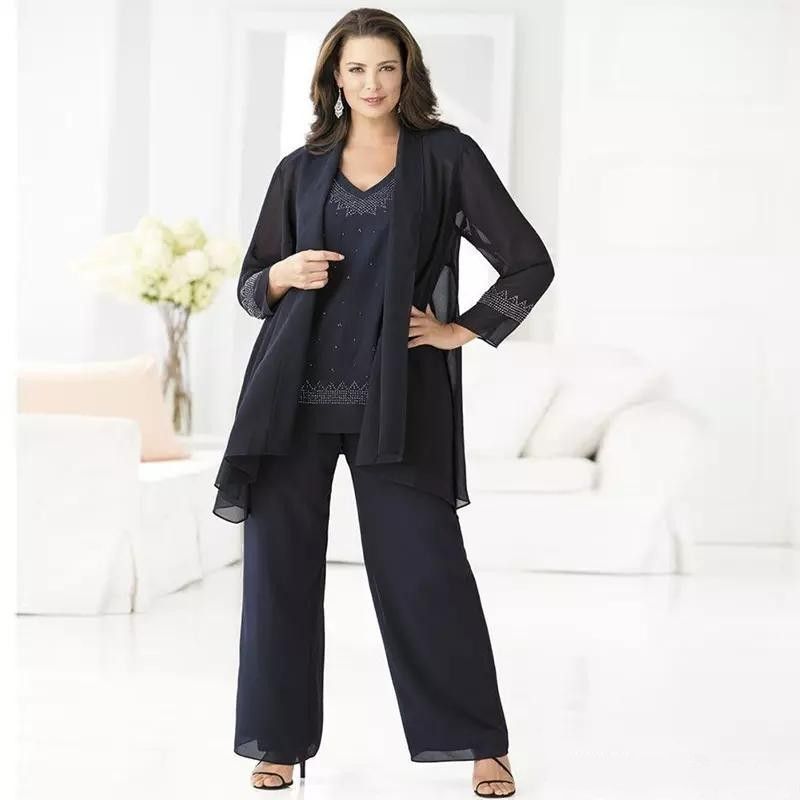 navy blue pant suit plus size