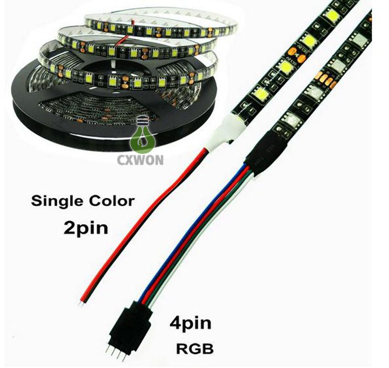 Black PCB 5050 LED Strip Light 300LED RGB Solid Color for Cabinet Room Lighting 