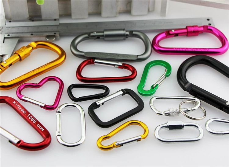 Lot of 5 D-Ring Aluminum Carabiner Keyring Chain Snap Hook Clip Camping Keychain 
