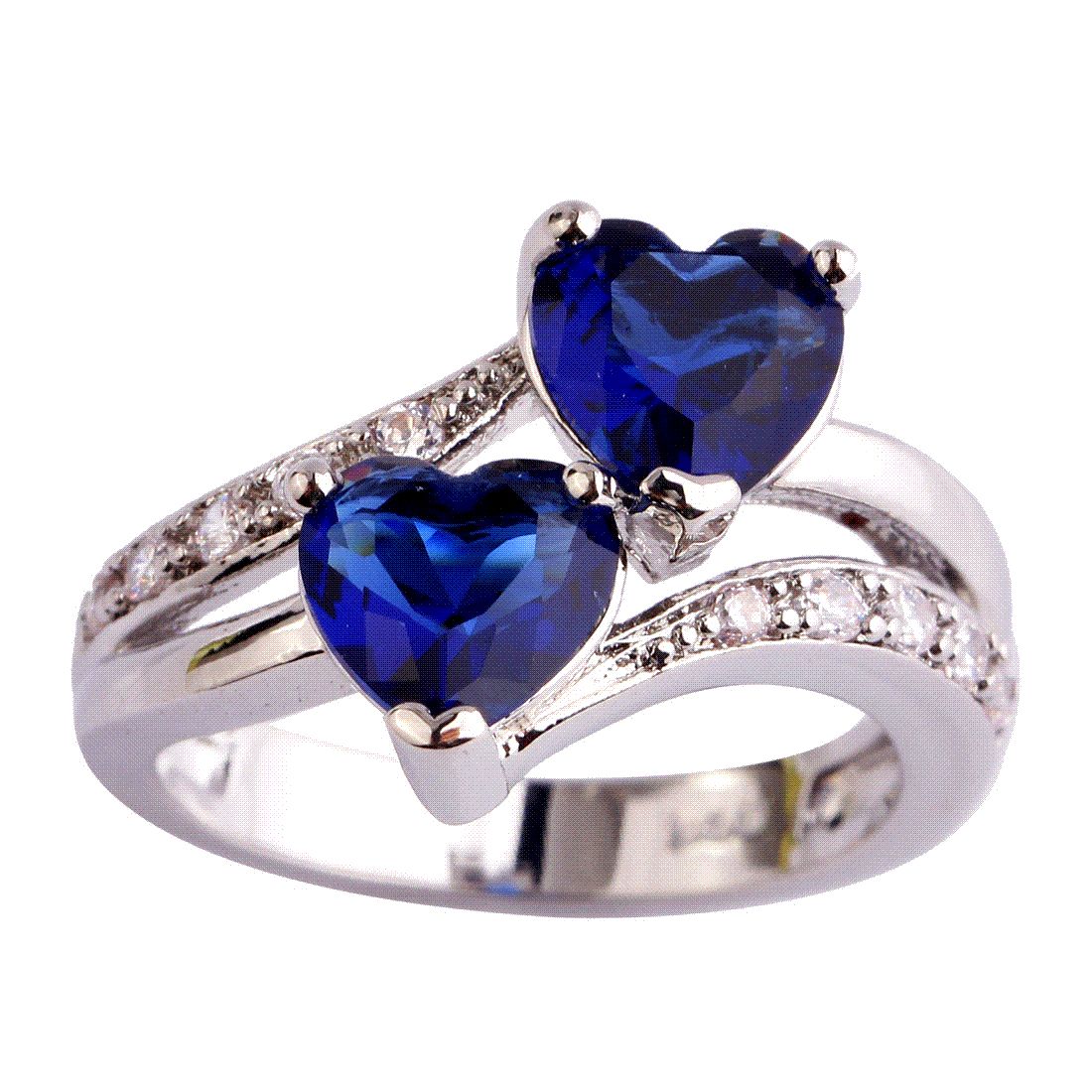 Womens 18K White Sapphire Gold Plated Fashion Gemstone Ring 9 High Quality