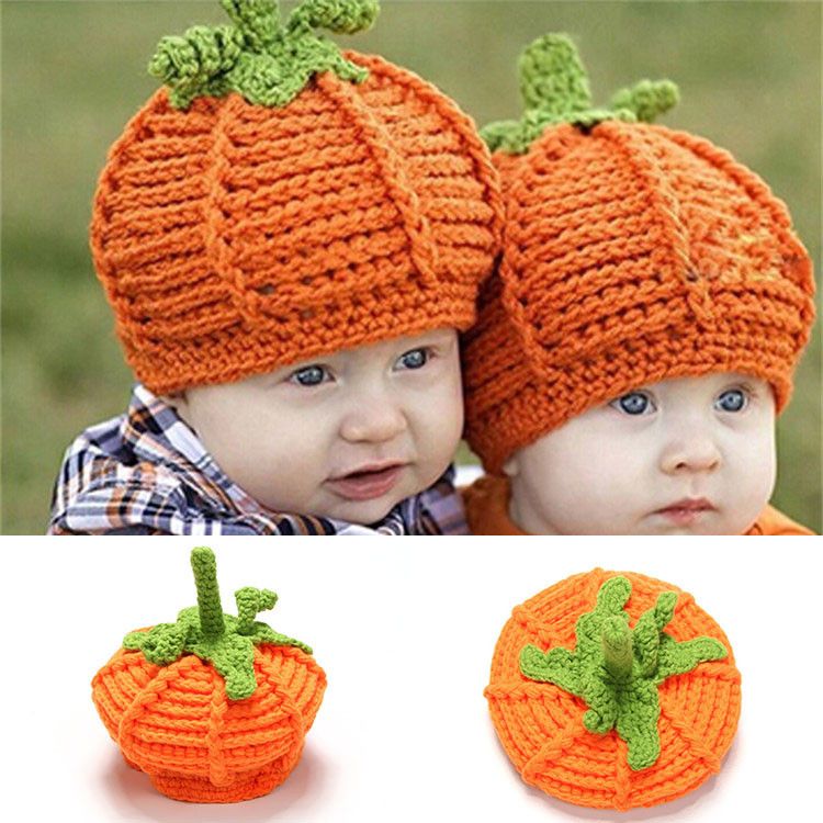 Hand knitted Halloween Pumpkin Baby Hat Newborn Size