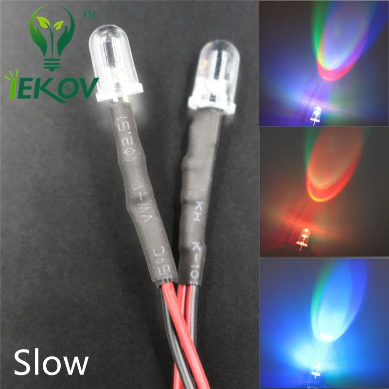 12V DC Bright Light 5mm Clear Flashing LED 20cm Pre-Wired Cable Emitter Diode