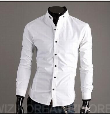 2020 Wholesale Menfashion Slim Fit White Mandarin Collar With