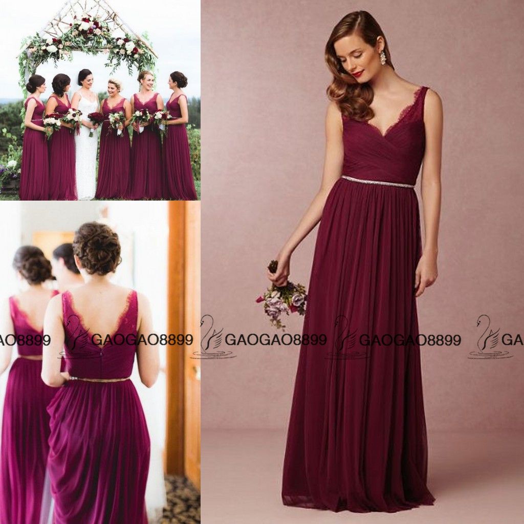 wine red maid of honor dresses