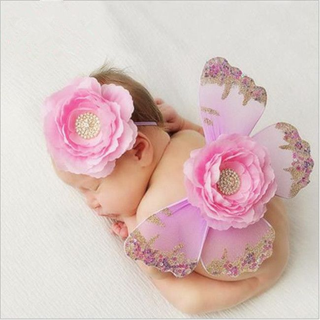 Compra Venta Al Por Mayor De Ropa De Bebé Accesorios De Fotografía Alas De  Mariposa Conjuntos De Ropa Bebé Recién Nacido Flores Diademas Conjunto Bebé  Foto Estudio Ropa Barato | Entrega Rápida