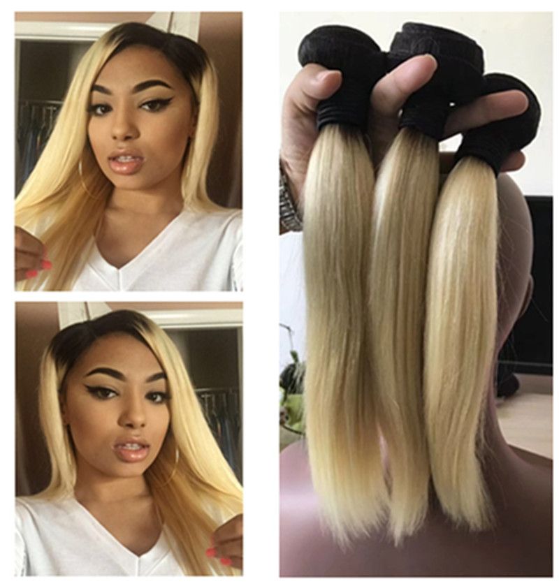 3 Bundles Deals Color T 1b 613 Blonde Virgin Hair Silky Straight