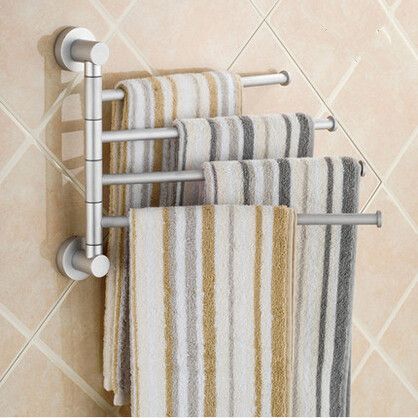 Aluminum Swivel Towel Bar Rotating Towel Rack 4 Bar Bathroom Kitchen Towel Rack
