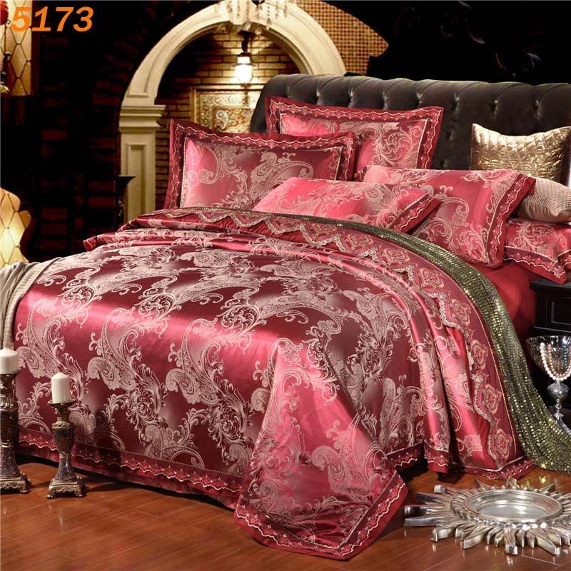 Wholesale Luxury Wine Red Silk Bedding Set Silk Beding Set Tribute