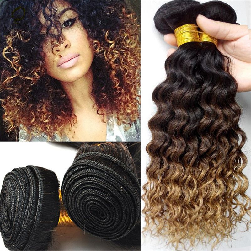 Brazilian Virgin Ombre Hair Wefts 1b 4 27 Honey Blonde Deep Wave