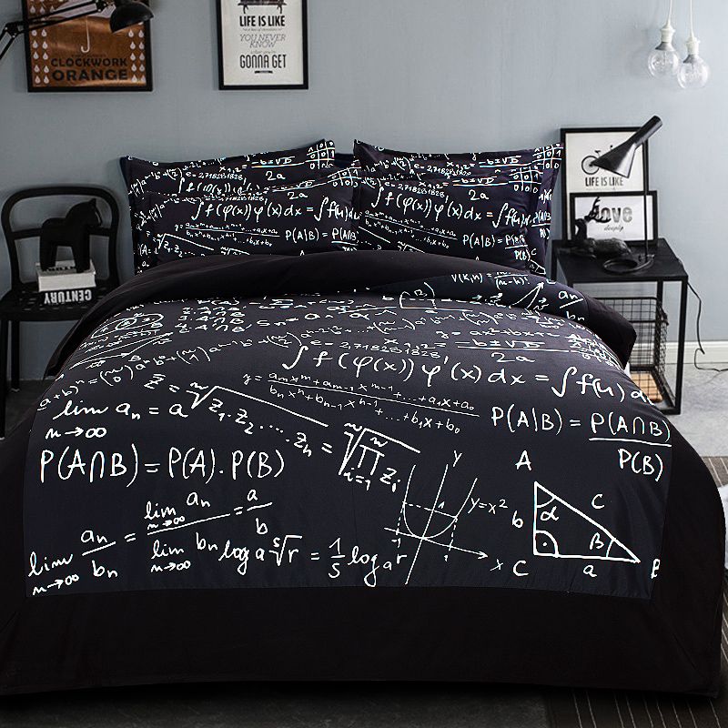 Top Mathematics Geometry Printing Bedding Sets Fabric Cotton Twin