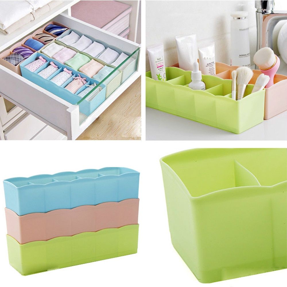 5 Cells Plastic Organizer Storage Box Tie Bra Socks Drawer