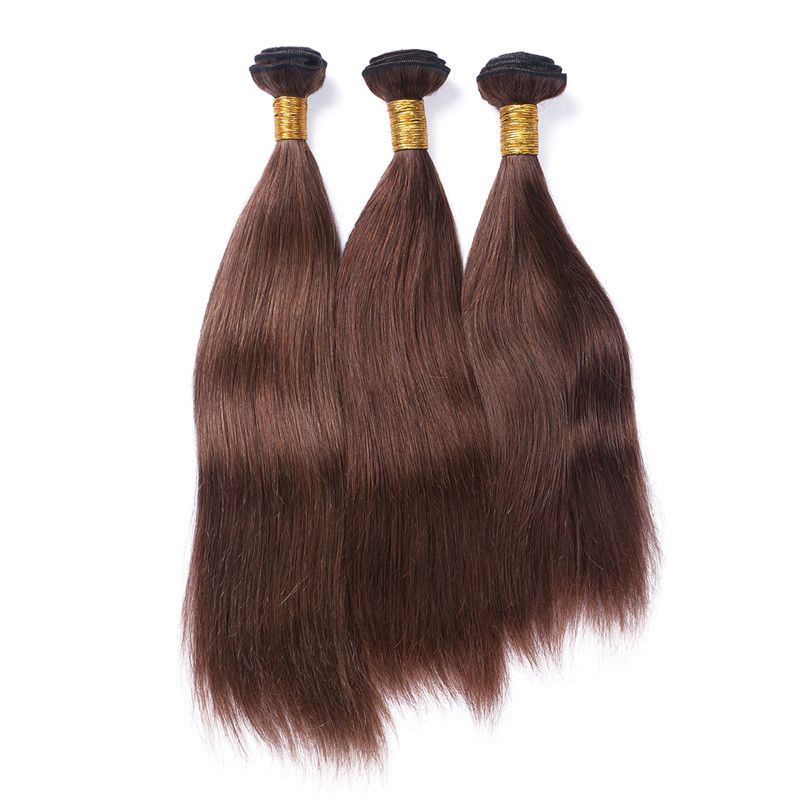 Chocolate Brown Virgin Brazilian Human Hair Extensions Silky Straight