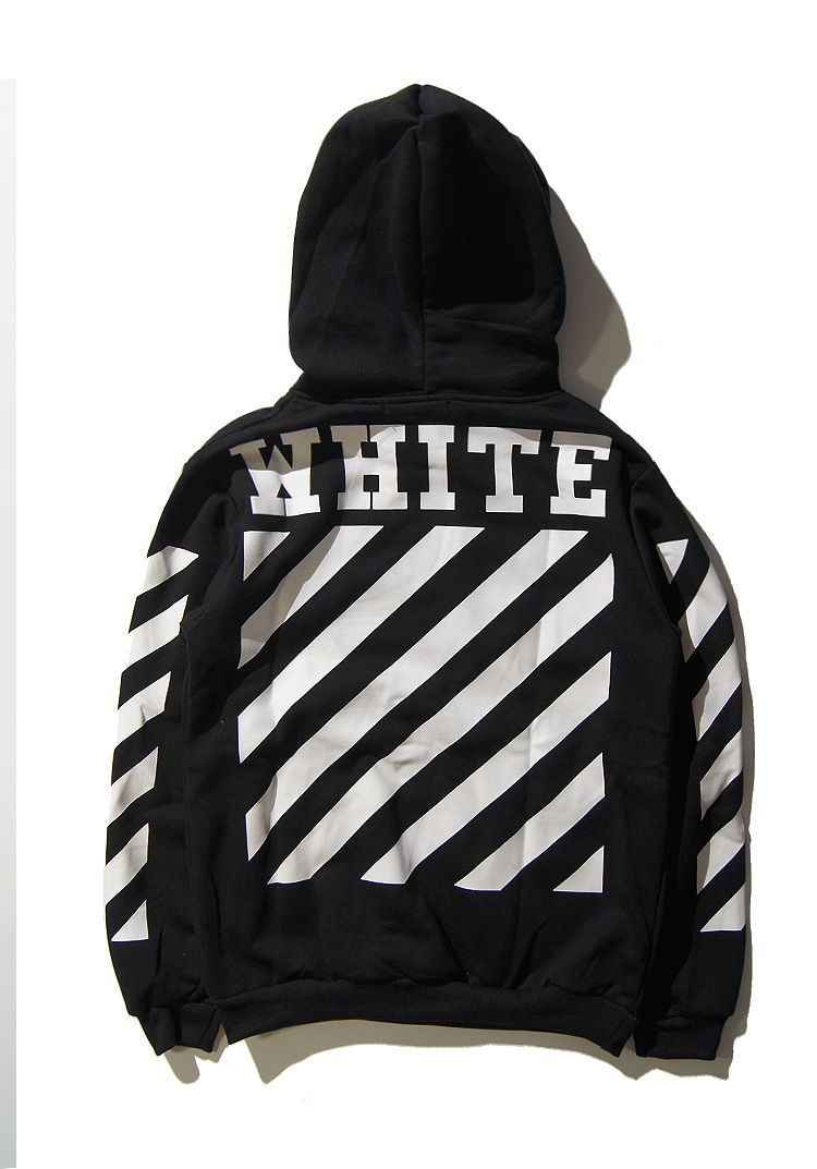 off white basic style stripe pullover moletom com capuz black