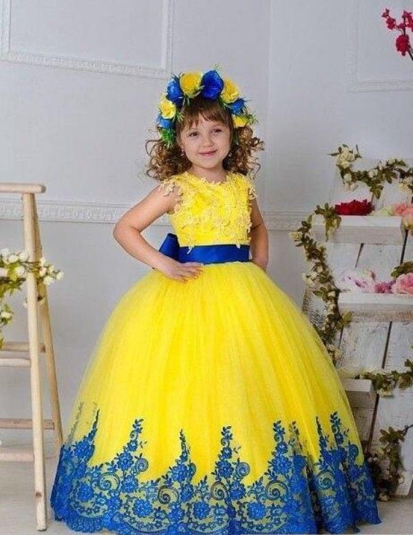 Yellow Dress Blue Sash
