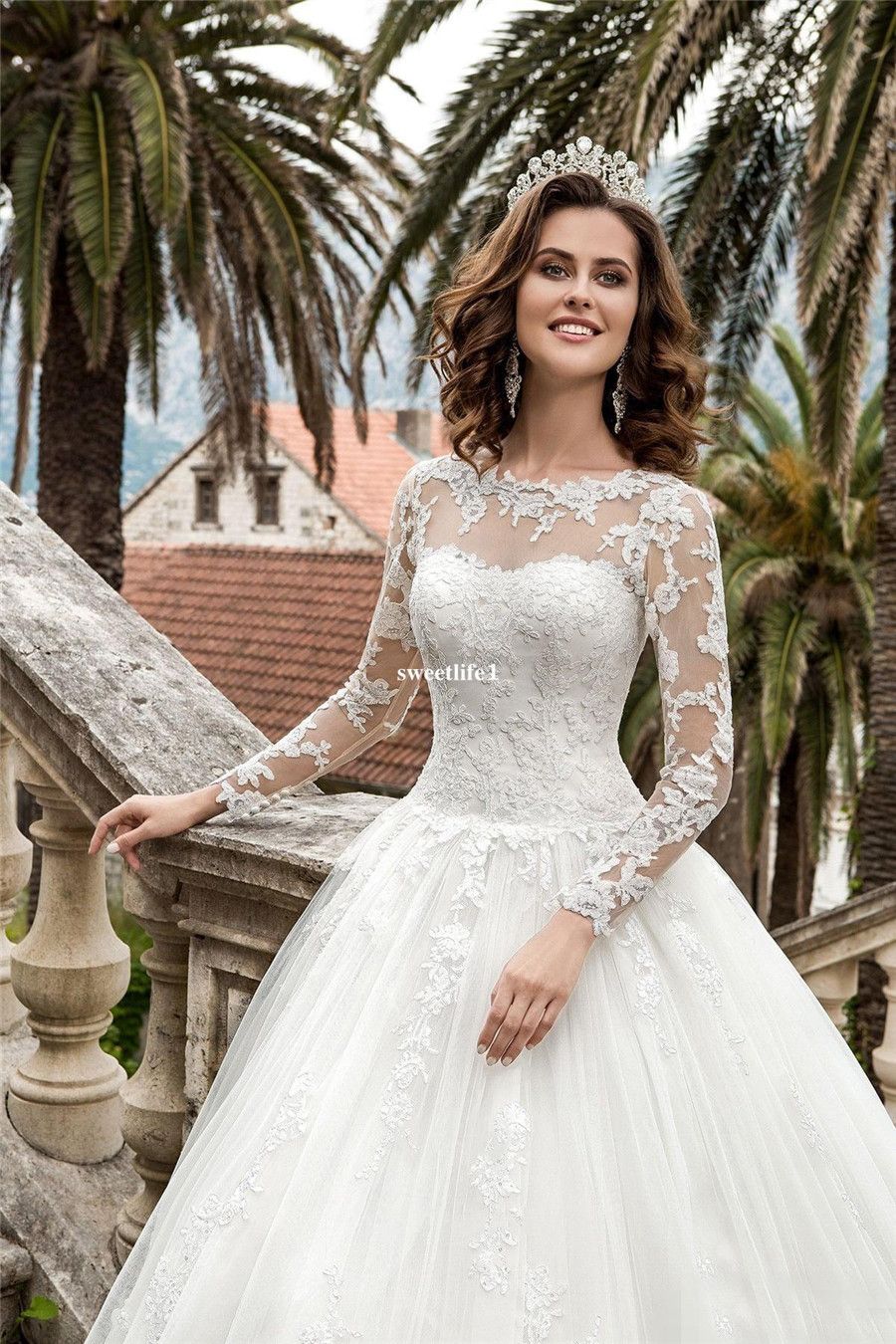 Acheter Sheer Manches Longues En Dentelle Corset Retour Vintage Robes De Mariée Nouvelle Reine Vestios De Novia A Ligne Mariage De Style Champêtre
