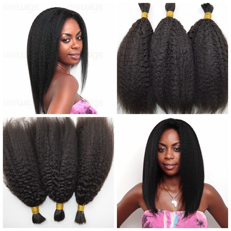 Malaysian Kinky Straight Human Hair Bulk For Braiding Natural