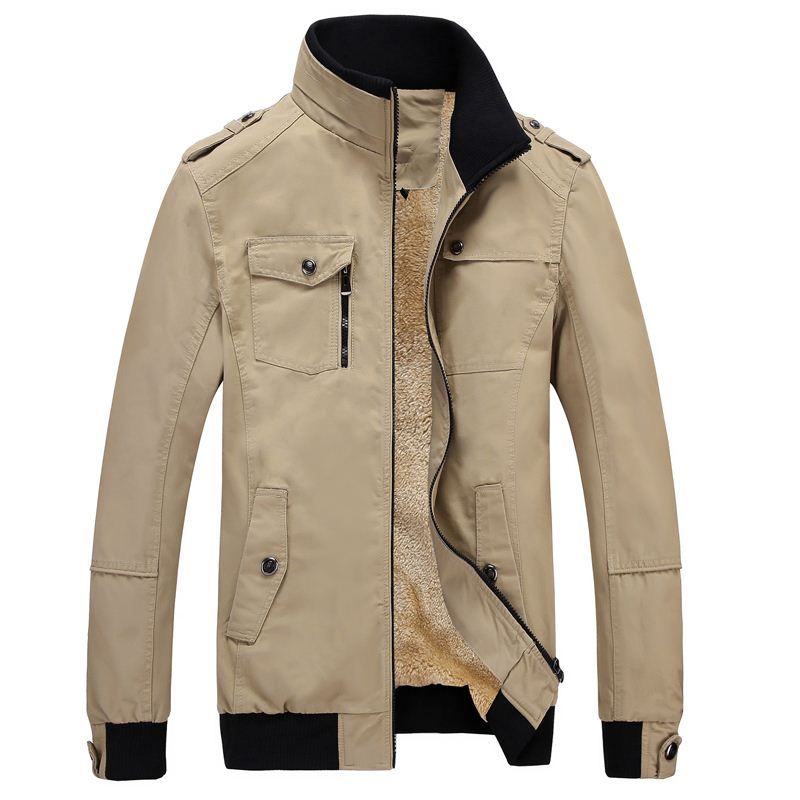 Mens Think Cotton Jacket Winter Warm Mens Solid Jackets Collar Casual