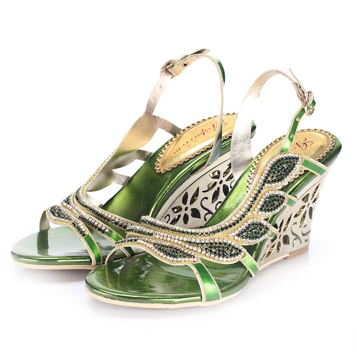 Real Green Wedding Shoes Bridal Accessores Shoes Summer Style Women Sandals Wedges Crystal Beads Sexy Hot Sale Evening Ladies Shoes Prom Shoes Silver Red Bridal Shoes From Brides Accessories 55 28 Dhgate Com