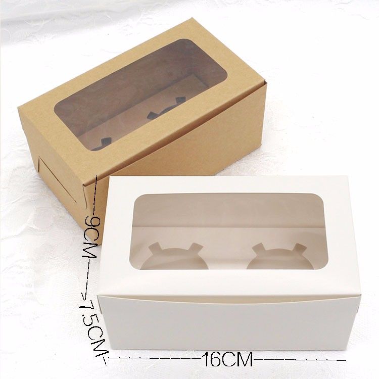 2 Holes Bianco Msleep 10 Pezzi 2/4/6 Fori Carta Kraft Cupcake Scatola Muffin Matrimonio Caduta Box 