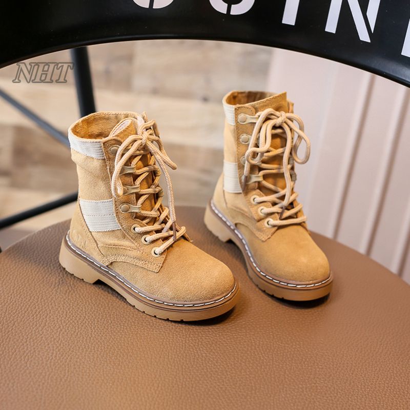 kids black army boots