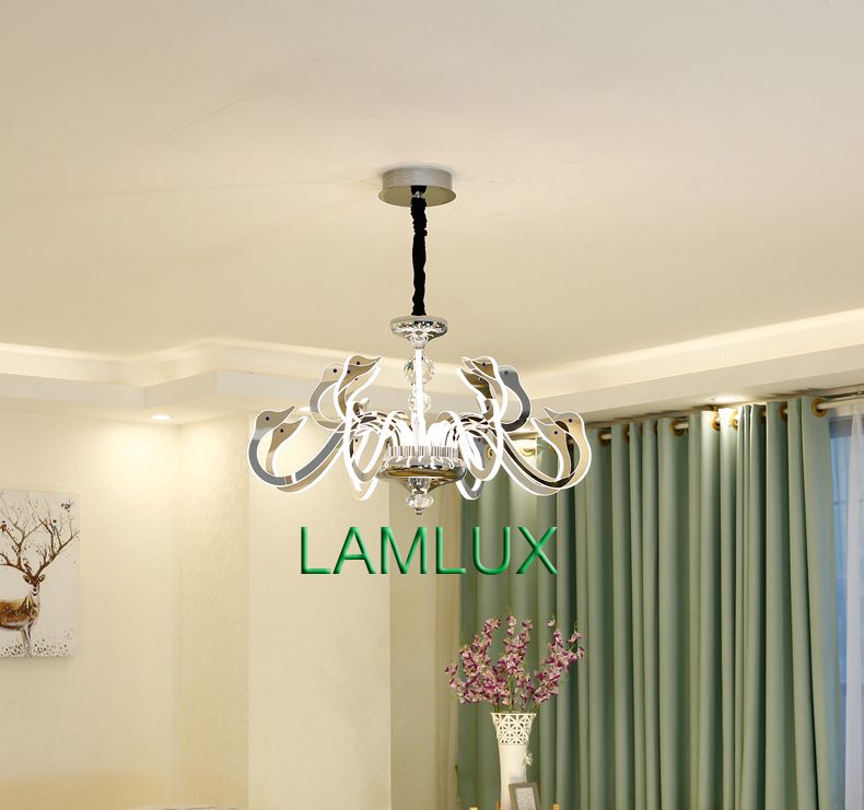 Lamlux Led Pendant Lamps Nordic Dimmable Swan Droplight Led Chandeliers Pendant Lighting For Dinning Room Hall Bedroom Hotel Living Room Large Pendant