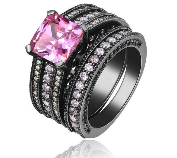 women wedding ring set zirconia diamond fashion black gold filled gift jewelry finger ring sets jewellery - Black Gold Wedding Ring Sets women wedding ring set zirconia diamond fashion black gold filled gift jewelry finger ring sets jewellery - Black Gold Wedding Ring Sets