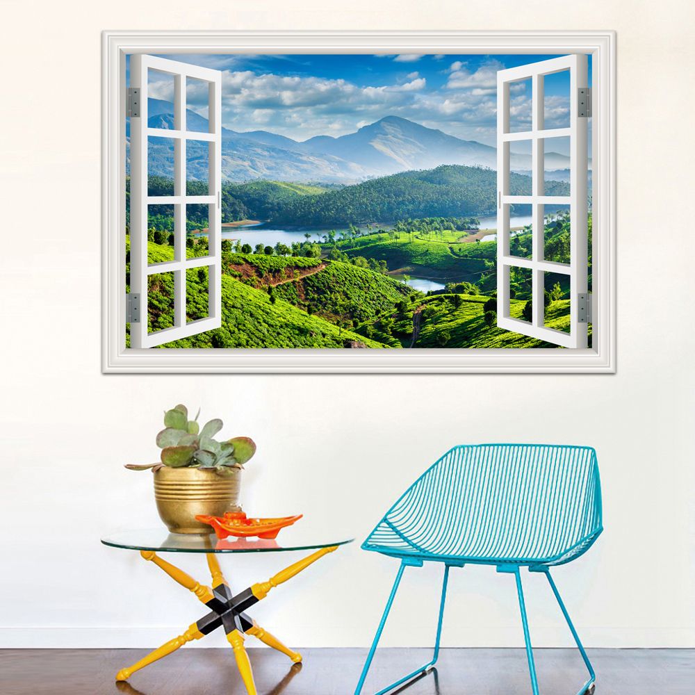 3d Window Decal Wall Sticker Green Tea Garden Beautiful Landscape Wallpapers Pvc Vinyl Sticker Mural Art Home Decor White Vinyl Wall Decals White Wall Decals From Asenart 10 26 Dhgate Com