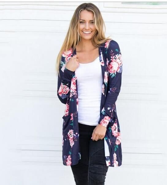 Cárdigan floral Sweater Coats Women Outwear Chaqueta suelta Tops Copil Cárdigan floral Sweater Coats Women Outwear Chaqueta suelta Tops Copil