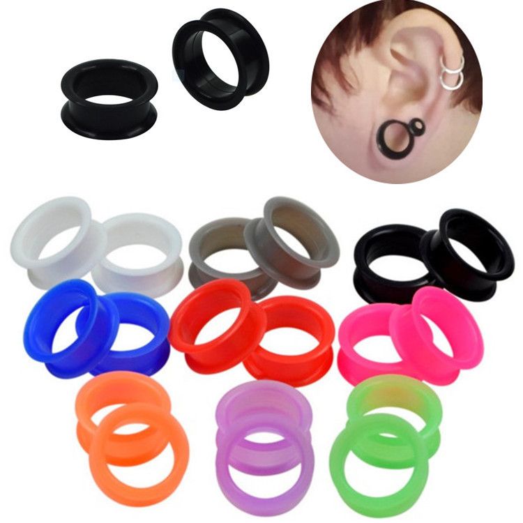 2020 8 Size Body Jewelry Plugs Tunnels Thin Silicone Flexible Hollow