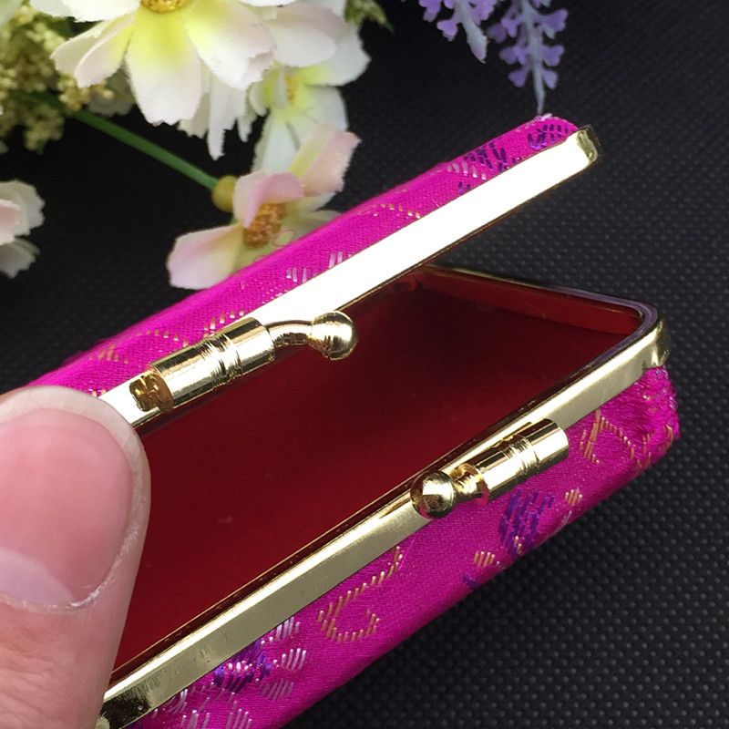 2021 Makeup Double Lipstick Case With Mirror Storage Box Silk Brocade