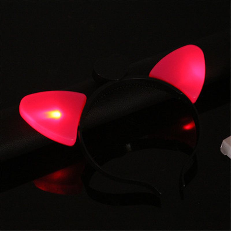 Christmas LED Cat Ears Headband Light Up Plastic Head Hoop Glowing In