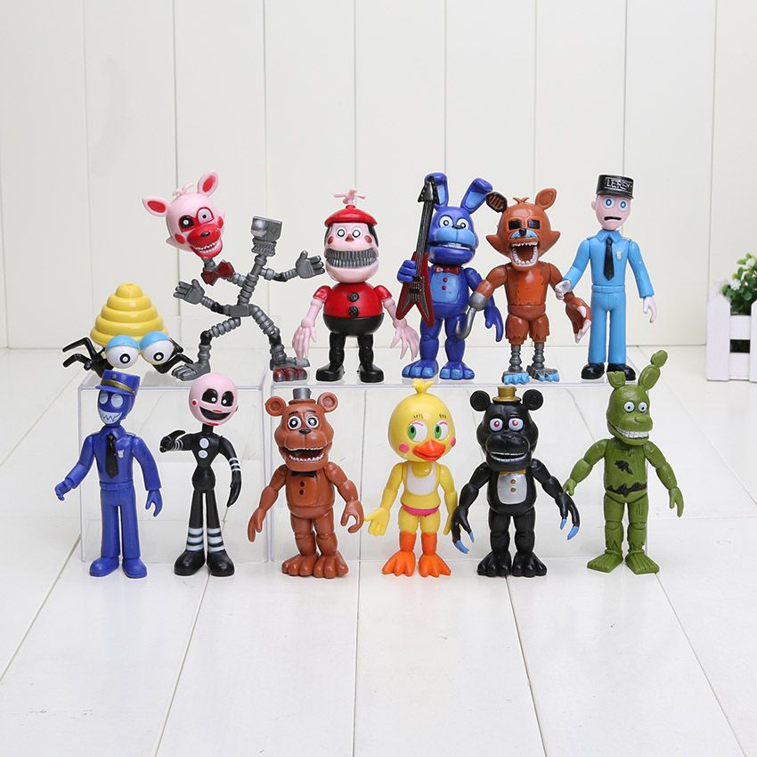 freddy chica foxy bonnie & golden freddy set of 5 action figures