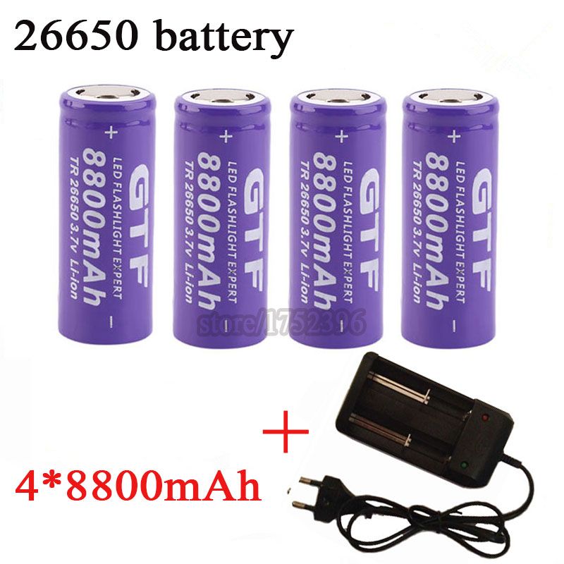 Купить Батарея 26650 Не 18650 3.7V 8800mAh Перезаряжаемая Литий Ионная  Батарея + Одно Зарядное Устройство Для Светодиодной Фонариковой Батареи  Недорого | Быстрая Доставка И Качество | Ru.Dhgate