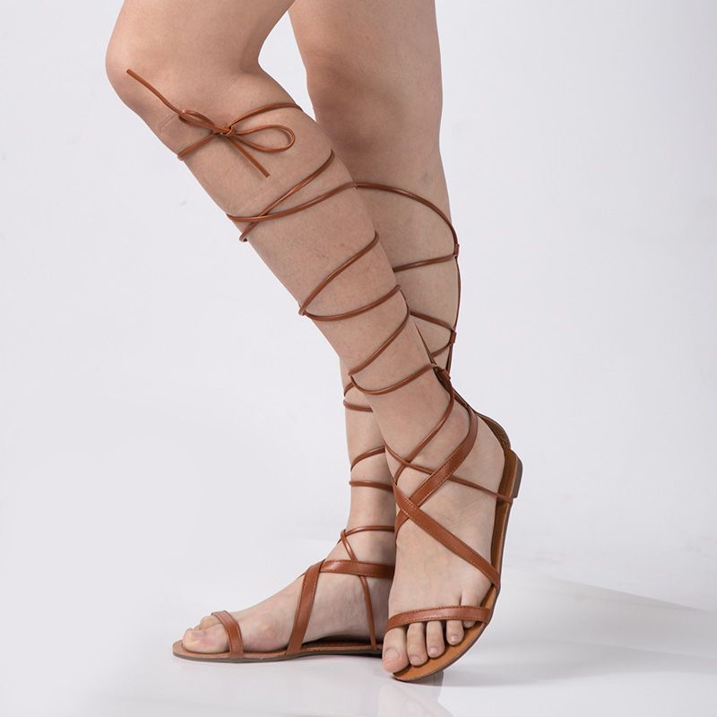 Shoes Women Sandals Lace Up Sexy Knee 