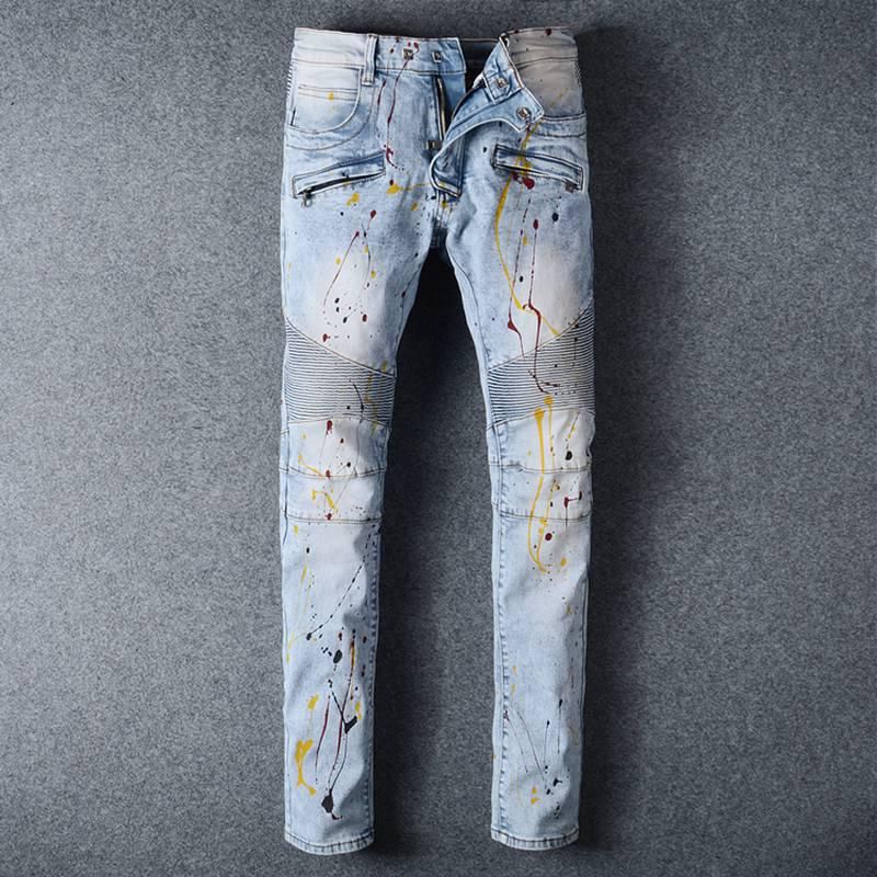 balmain paint jeans
