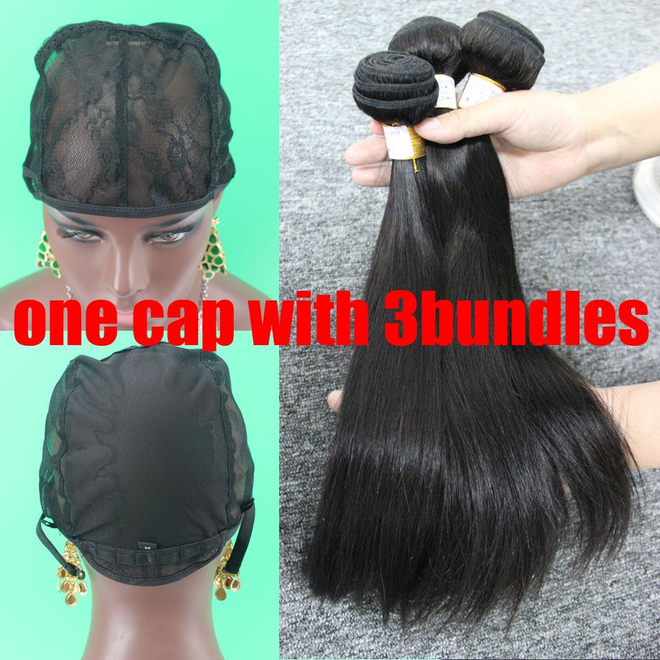 DHL Shipping Lace Cap With Adjustable Strap On The Back Weave Cap And 3  Bundles Brazilian Hair Wefts Hair Weaving From Gorgeousdreamhair, $126.64