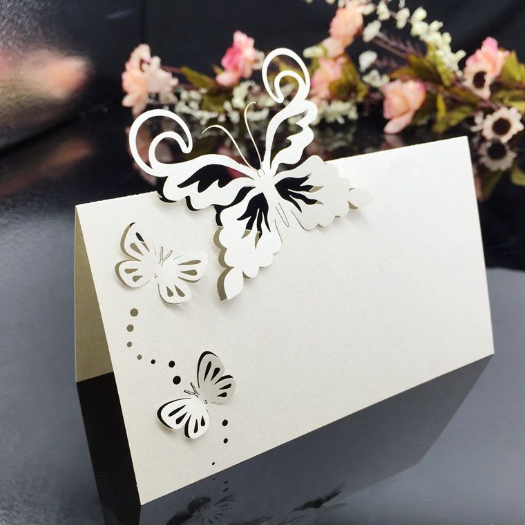 Laser Cut Hollow Butterfly Paper Table Card Number Name Place Card