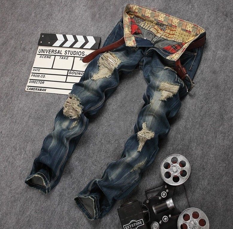 Compra 2016 Llegada De Moda Famosa Marca Jeans Hombres Denim Hip Hop Rock  Rasgado Destruido Para Hombre Pantalones Pantalones Vaqueros Hombre Barato  | Entrega Rápida Y Calidad | Es.Dhgate