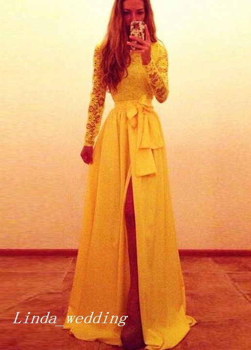 yellow colour long gown