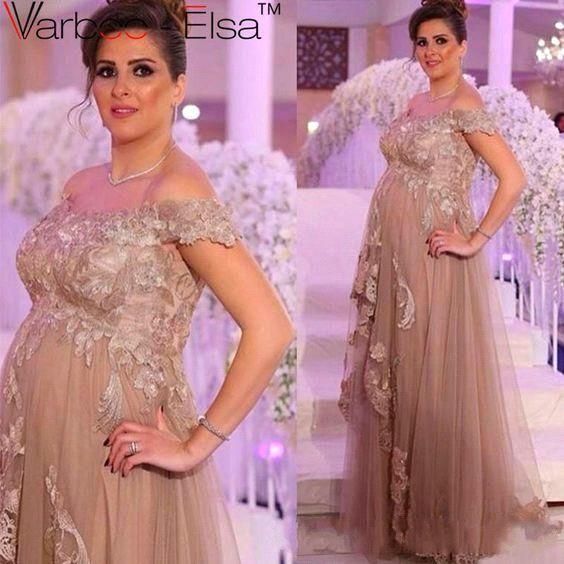 Compre Blush Pink Nuevos Vestidos Para Embarazadas Baby Shower Formal Ropa De Noche 2018 Nuevo Fuera Del Hombro Una Línea Largos