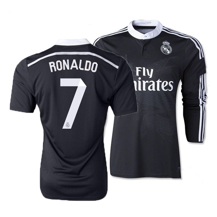 real madrid black long sleeve jersey