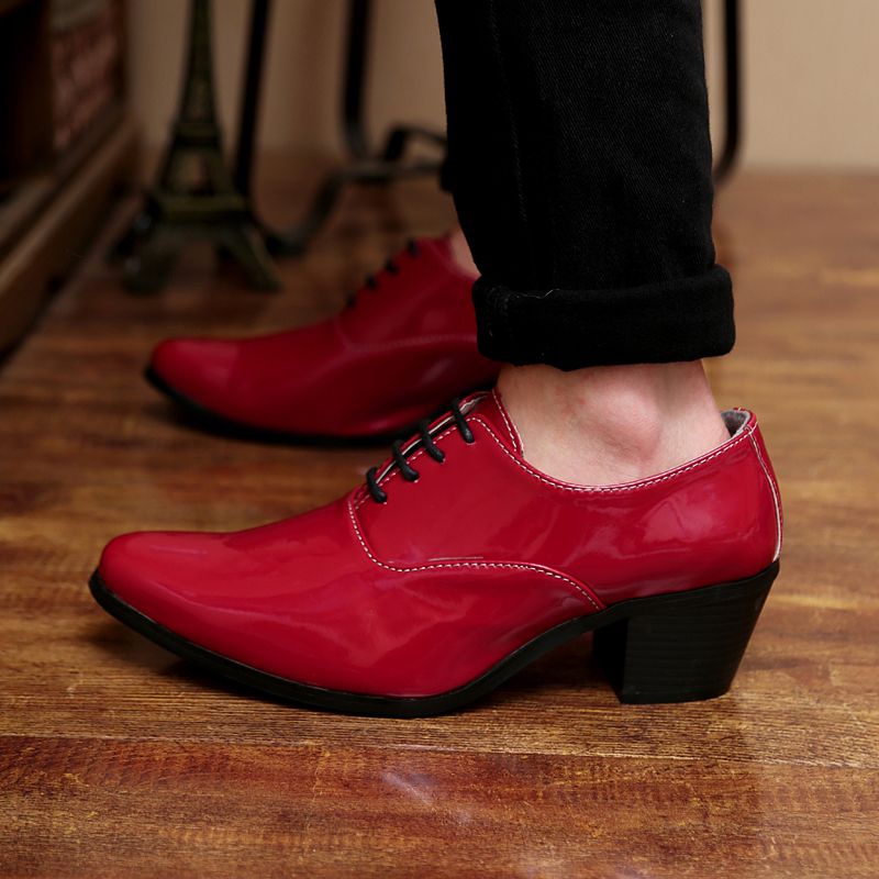 New Mens Pointed Toe Lace Up Dress Formal Cuban Heel Wedding Leather Shoes Hot
