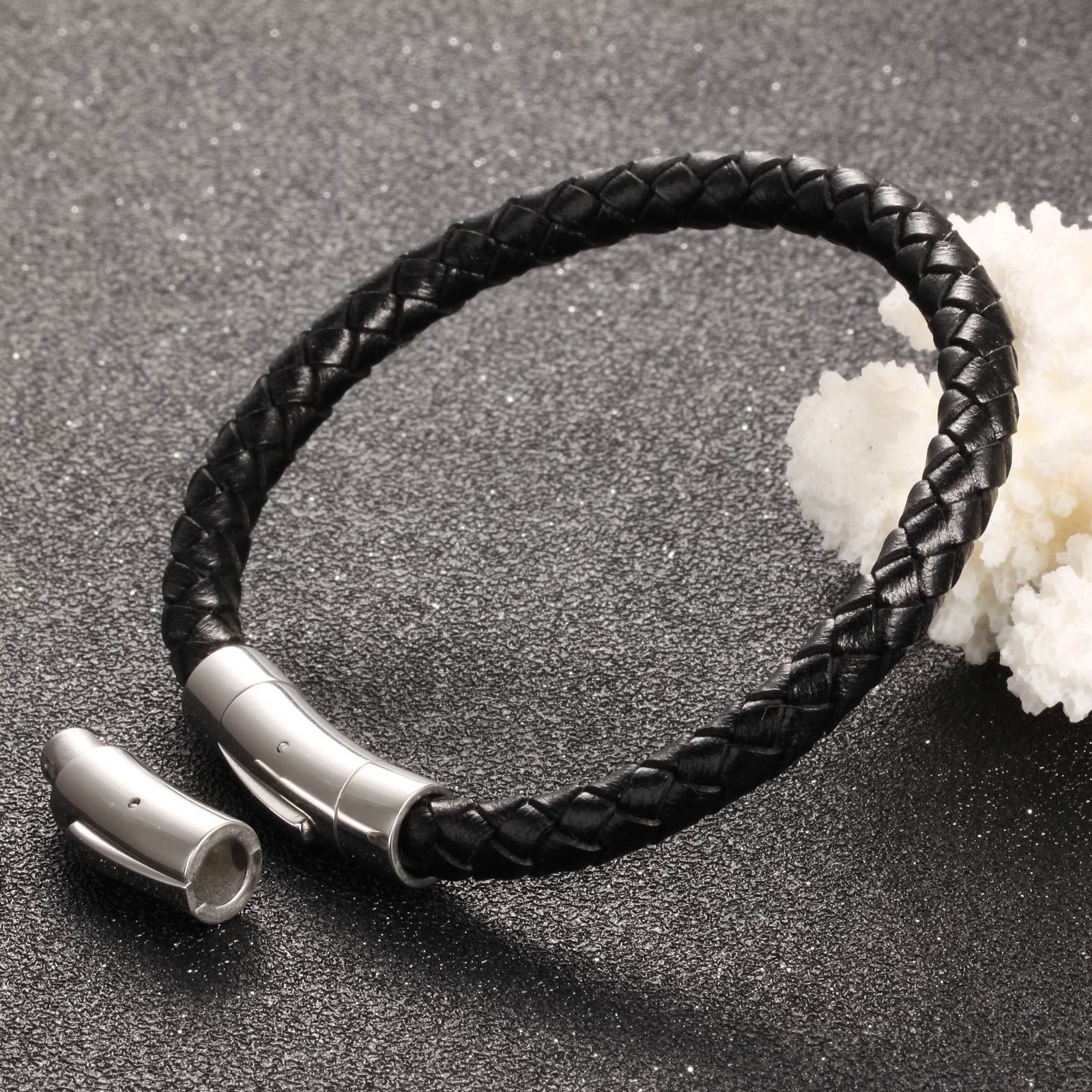 Herren Männer Armband Echt Leder Magnet Surfer Surferarmband geflochten Neu