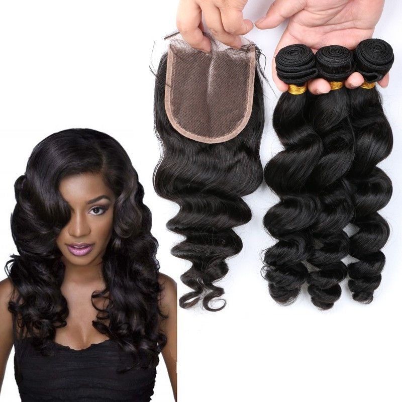 Filipino Loose Wave Human Hair With Closure 3bundles Unprocessed
